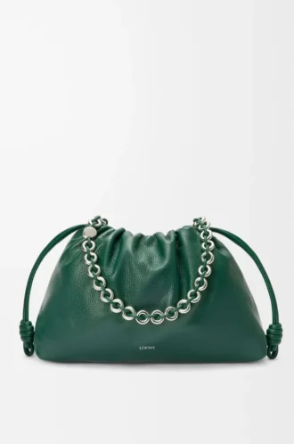 Grand sac à main Flamenco en cuir de cerf Evergreen