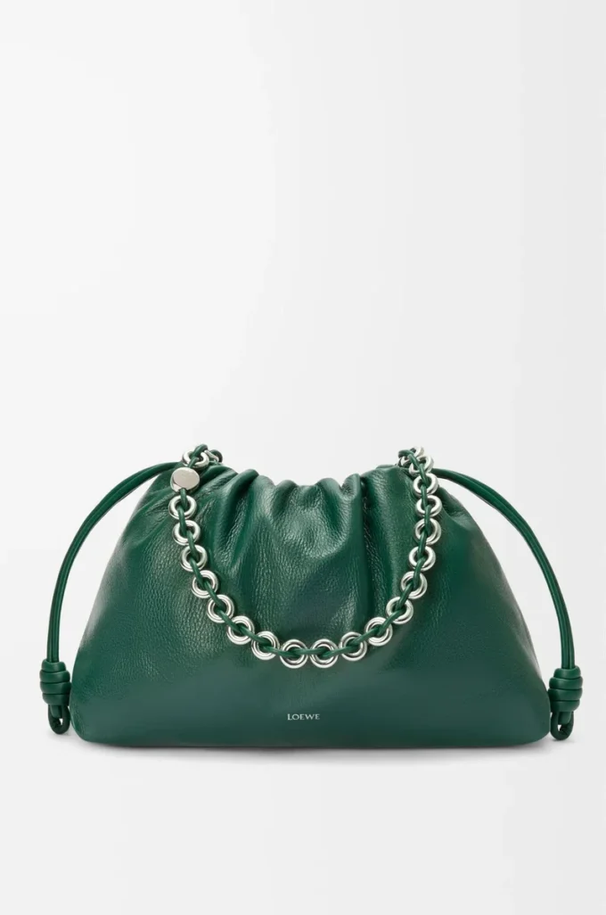 Grand sac à main Flamenco en cuir de cerf Evergreen