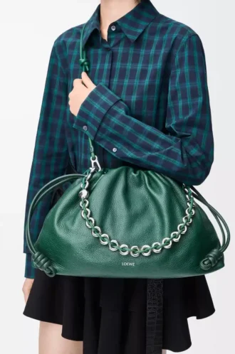 Grand sac à main Flamenco en cuir de cerf Evergreen