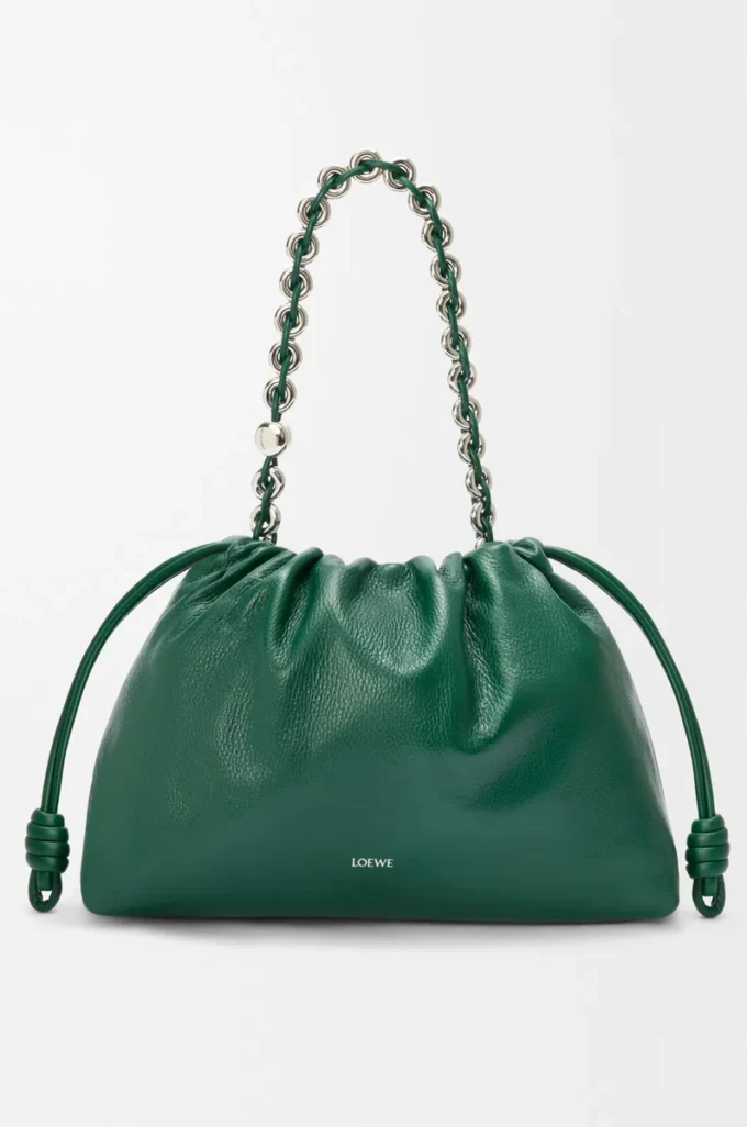 Grand sac à main Flamenco en cuir de cerf Evergreen