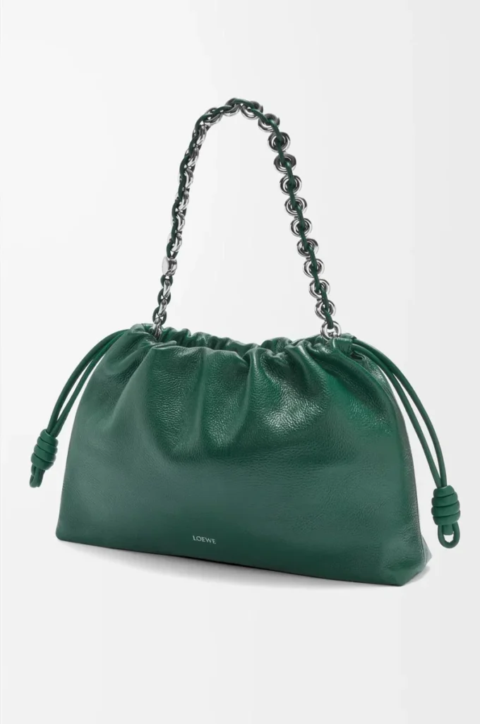 Grand sac à main Flamenco en cuir de cerf Evergreen