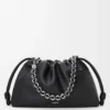 Grand sac à main Flamenco en cuir de veau grainé fin noir