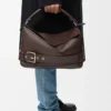 Grand sac Puzzle Biker en cuir de veau brillant Dark Chestnut