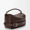 Grand sac Puzzle Biker en cuir de veau brillant Dark Chestnut