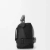 Grand sac Puzzle Biker en cuir de veau brillant Noir