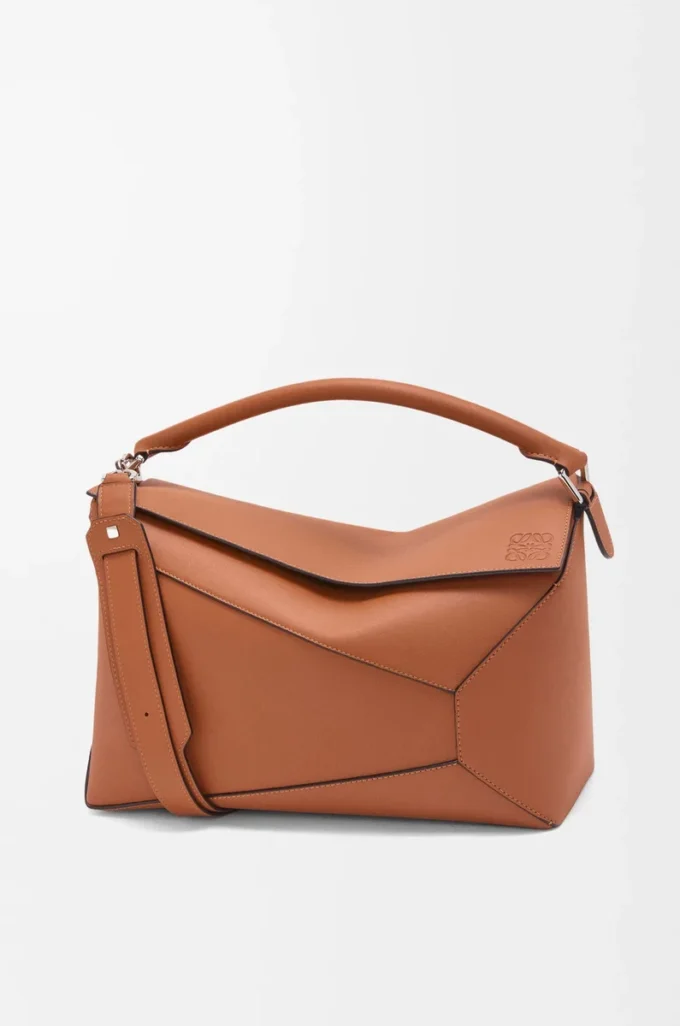 Grand sac Puzzle Edge en cuir de veau classique Tan