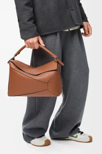 Grand sac Puzzle Edge en cuir de veau classique Tan