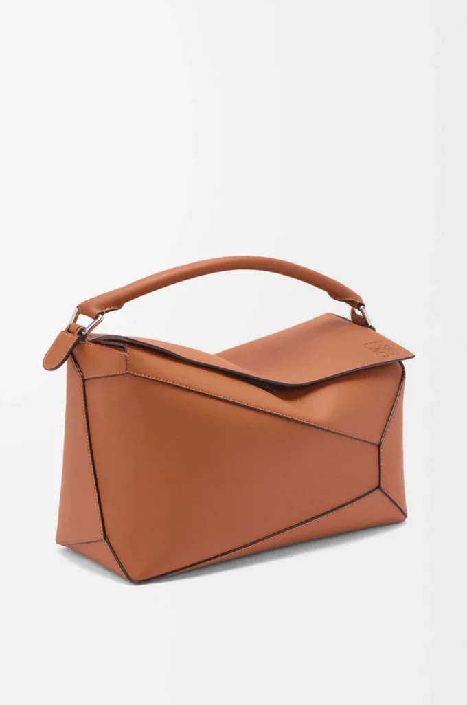 Grand sac Puzzle Edge en cuir de veau classique Tan