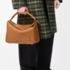 Grand sac Puzzle en cuir de veau grainé souple marron clair canyon