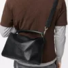 Grand sac Puzzle en cuir de veau grainé souple noir