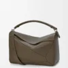 Grand sac Puzzle en cuir de veau grainé souple Tundra