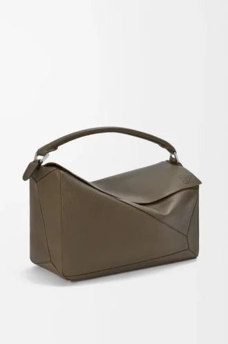 Grand sac Puzzle en cuir de veau grainé souple Tundra