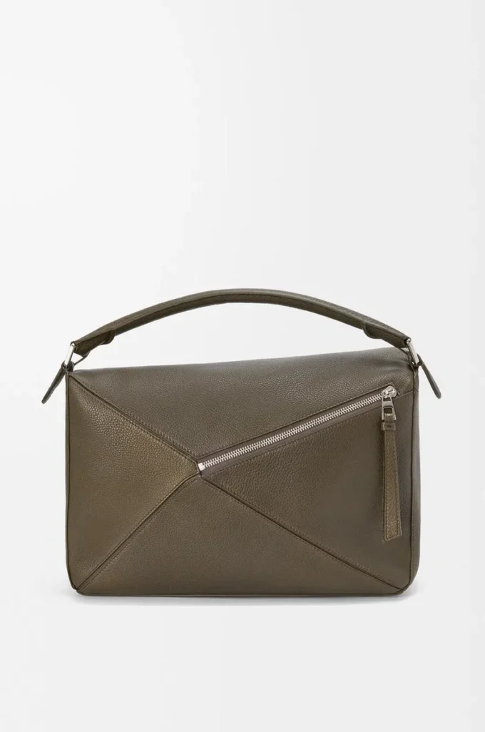 Grand sac Puzzle en cuir de veau grainé souple Tundra