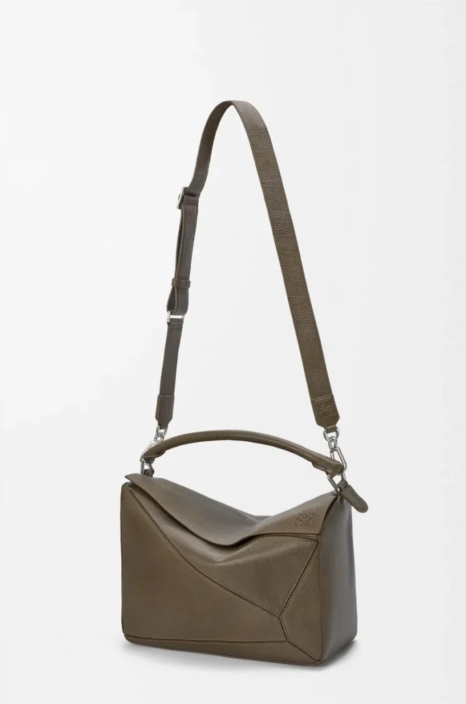 Grand sac Puzzle en cuir de veau grainé souple Tundra