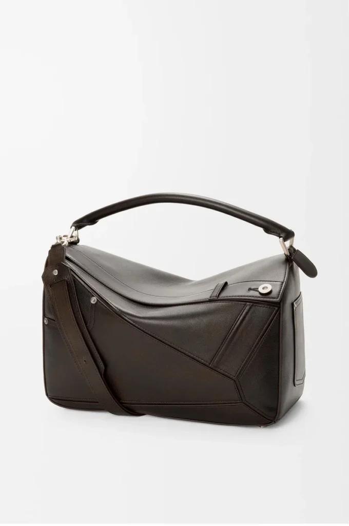 Grand sac Puzzle Panta en cuir de veau brillant Vintage Brown