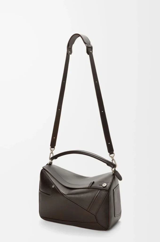 Grand sac Puzzle Panta en cuir de veau brillant Vintage Brown