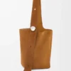 Grand sac seau Pebble en cuir de veau suédé Tabac
