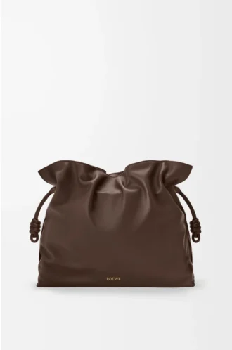 Grande pochette Flamenco en cuir de veau nappa Chocolate