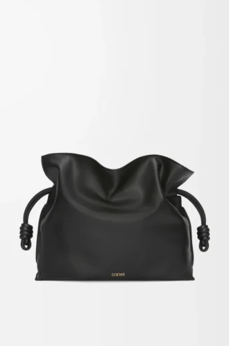 Grande pochette Flamenco en cuir de veau nappa noir