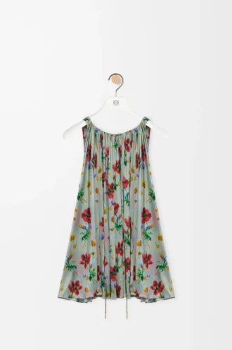 Haut dos nu en viscose vert/rouge