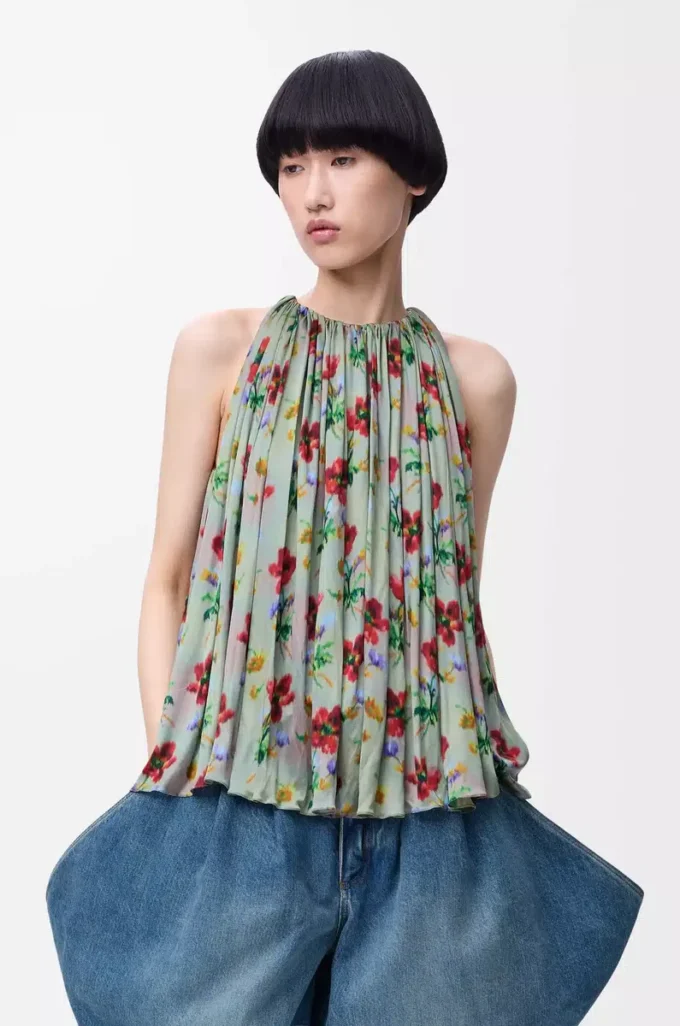 Haut dos nu en viscose vert/rouge Haut dos nu en viscose vert/rouge