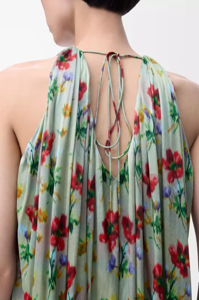 Haut dos nu en viscose vert/rouge Haut dos nu en viscose vert/rouge