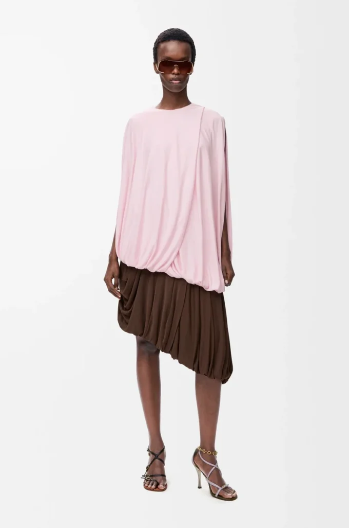 Haut drapé en viscose Rose