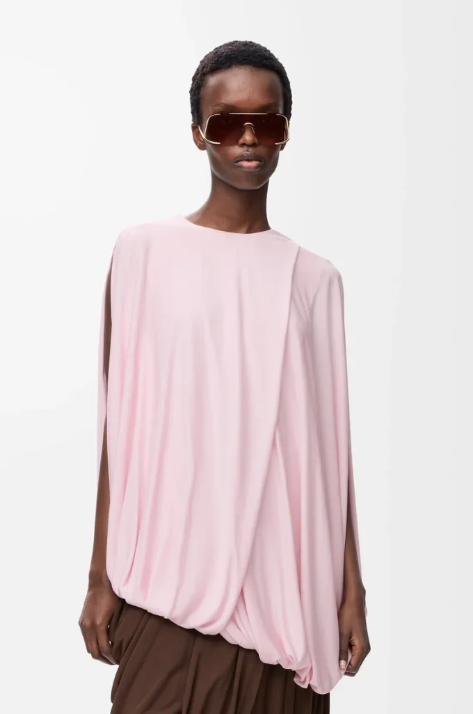 Haut drapé en viscose Rose