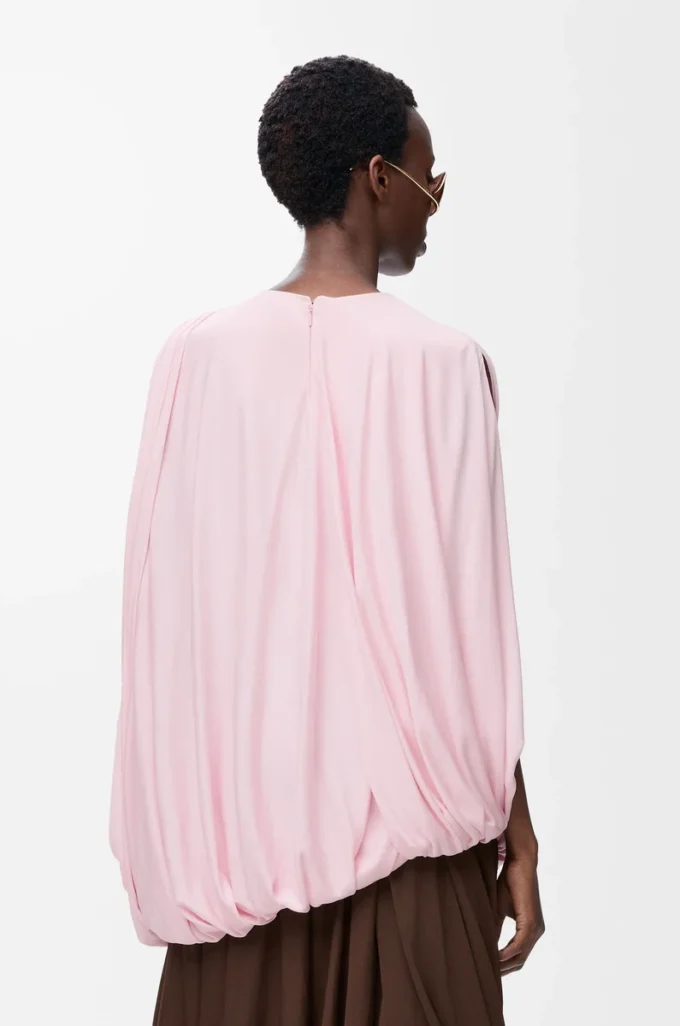 Haut drapé en viscose Rose