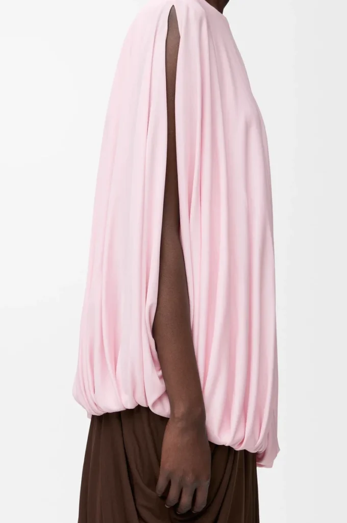 Haut drapé en viscose Rose