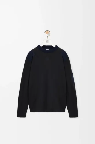 Haut à manches longues en coton mélangé Anthracite/Bleu marine foncé