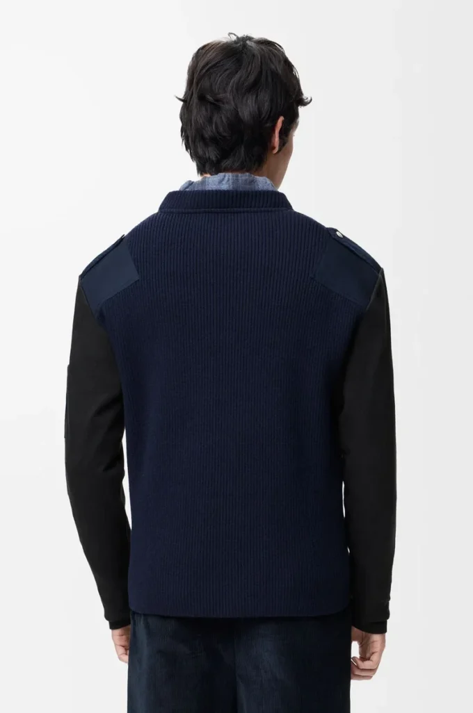 Haut à manches longues en coton mélangé Anthracite/Bleu marine foncé