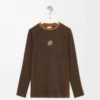 Haut à manches longues en jersey technique couleur caramel