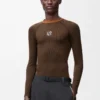 Haut à manches longues en jersey technique couleur caramel