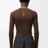 Haut à manches longues en jersey technique couleur caramel