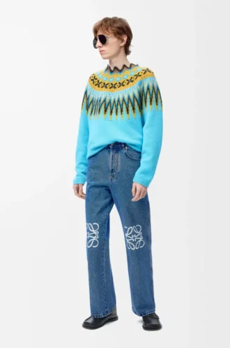Jean baggy Anagram en denim bleu moyen