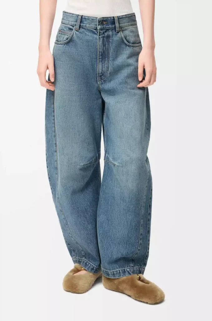 Jean bouffant en denim Denim délavé Jean bouffant en denim Denim délavé