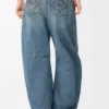 Jean bouffant en denim Denim délavé Jean bouffant en denim Denim délavé