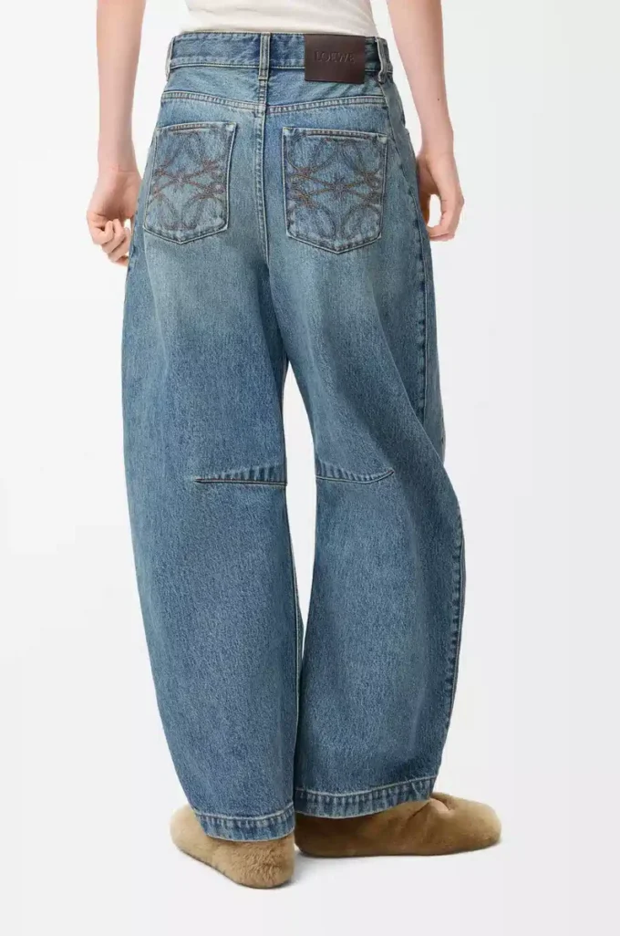 Jean bouffant en denim Denim délavé Jean bouffant en denim Denim délavé