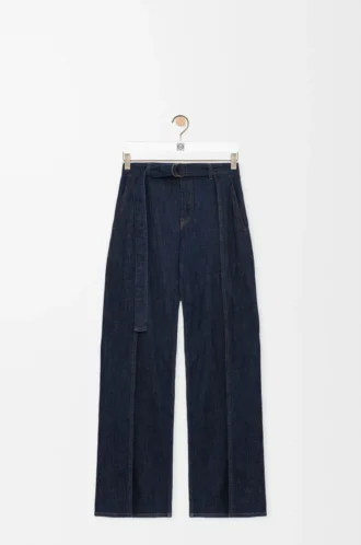 Jean à ceinture en denim bleu indigo