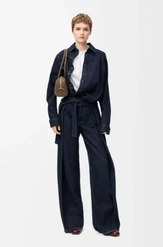 Jean à ceinture en denim bleu indigo