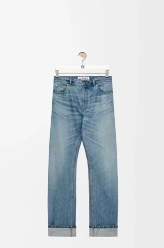 Jean à coupe droite en denim bleu vintage