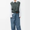 Jean drapé en denim bleu indigo