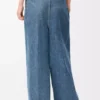 Jean drapé en denim bleu indigo