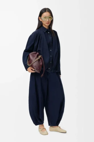 Jean drapé en denim Indigo foncé