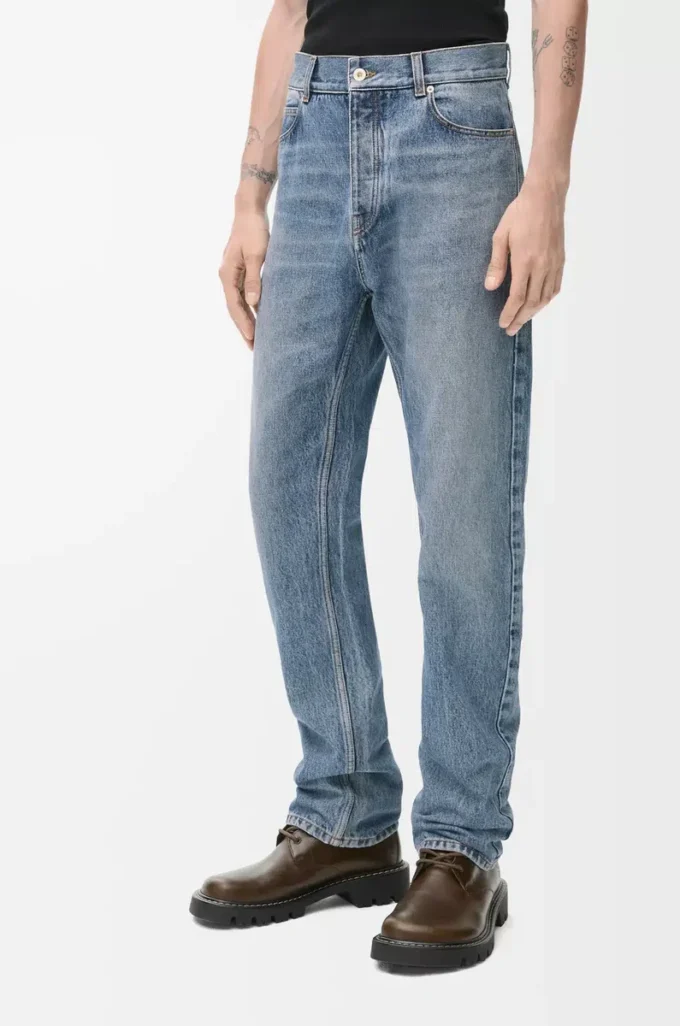 Jean droit en denim bleu