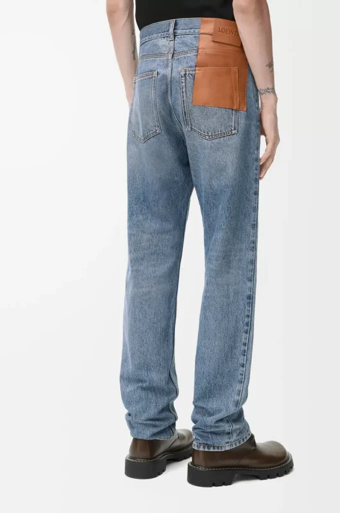 Jean droit en denim bleu