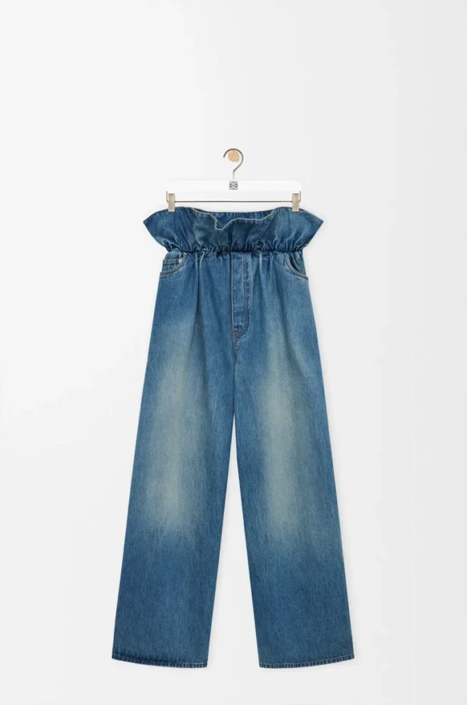 Jean flamenco en denim bleu denim