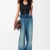Jean flamenco en denim bleu denim
