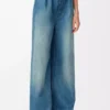 Jean flamenco en denim bleu denim